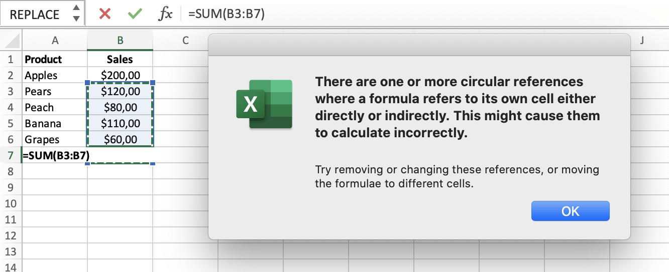 What is a circular reference in Excel // Circular reference notification // PerfectXL Academy