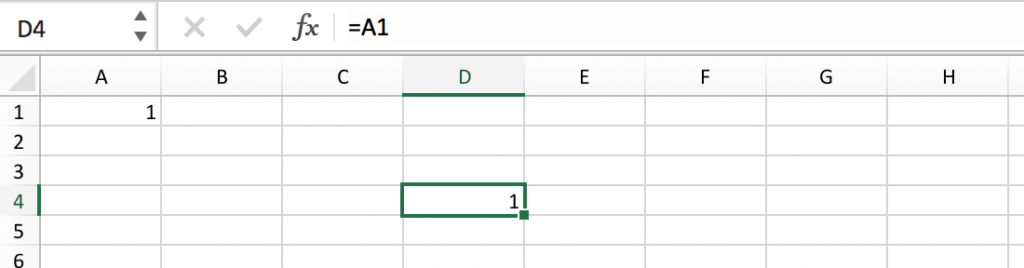 Example of a simple cell reference // PerfectXL Academy