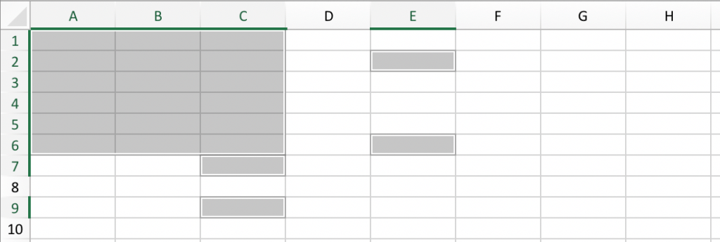 Example of an irregular cell range in Excel // PerfectXL Academy