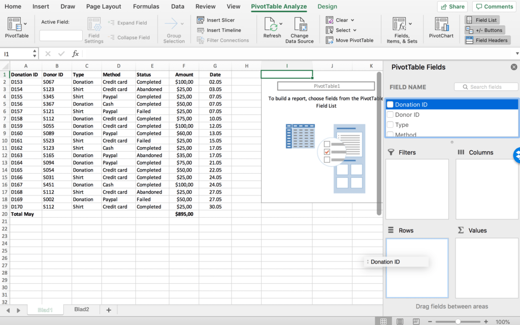 Pivot table source data - rows // PerfectXL Academy