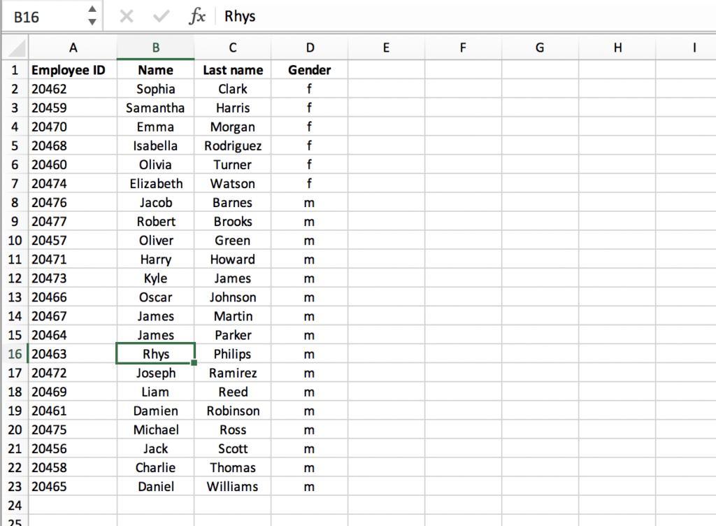 List of employees in an Excel file // PerfectXL Academy