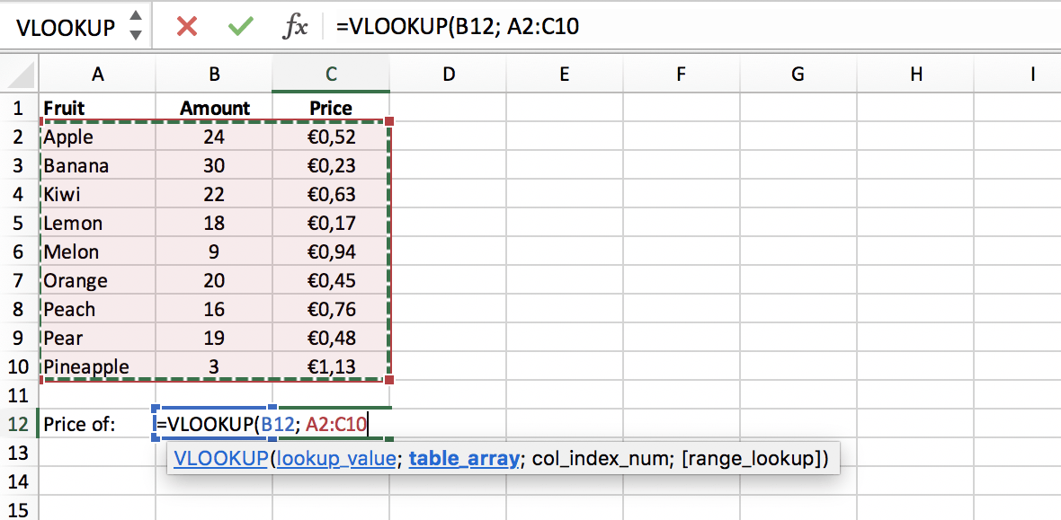 Lookup range (or table array) of a VLOOKUP function in Excel // PerfectXL Academy