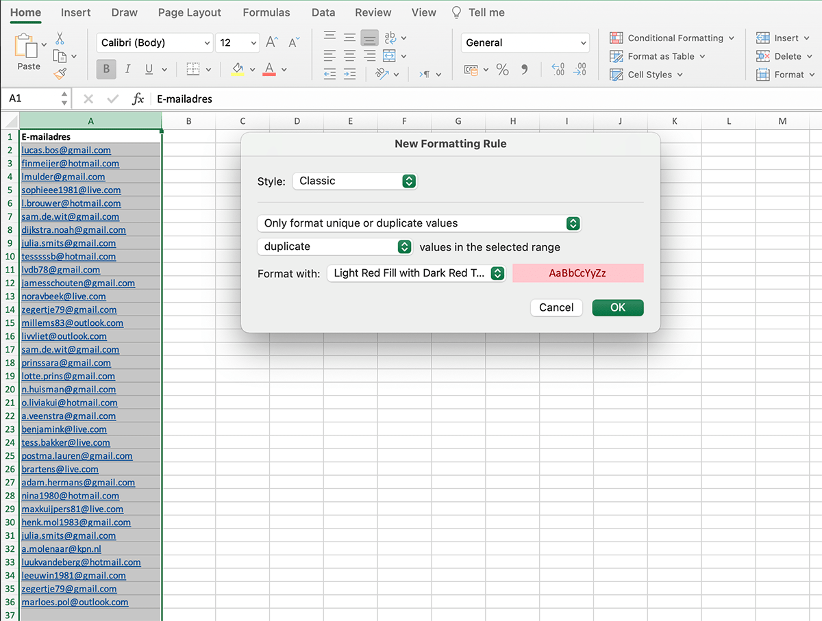 Hightlight dubbele waarden in Excel // PerfectXL Academy