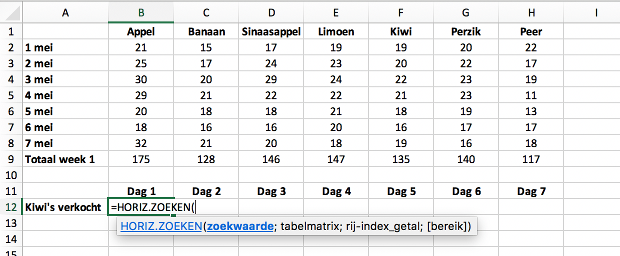 HORIZ.ZOEKEN functie aanroepen (HLOOKUP) // PerfectXL academy