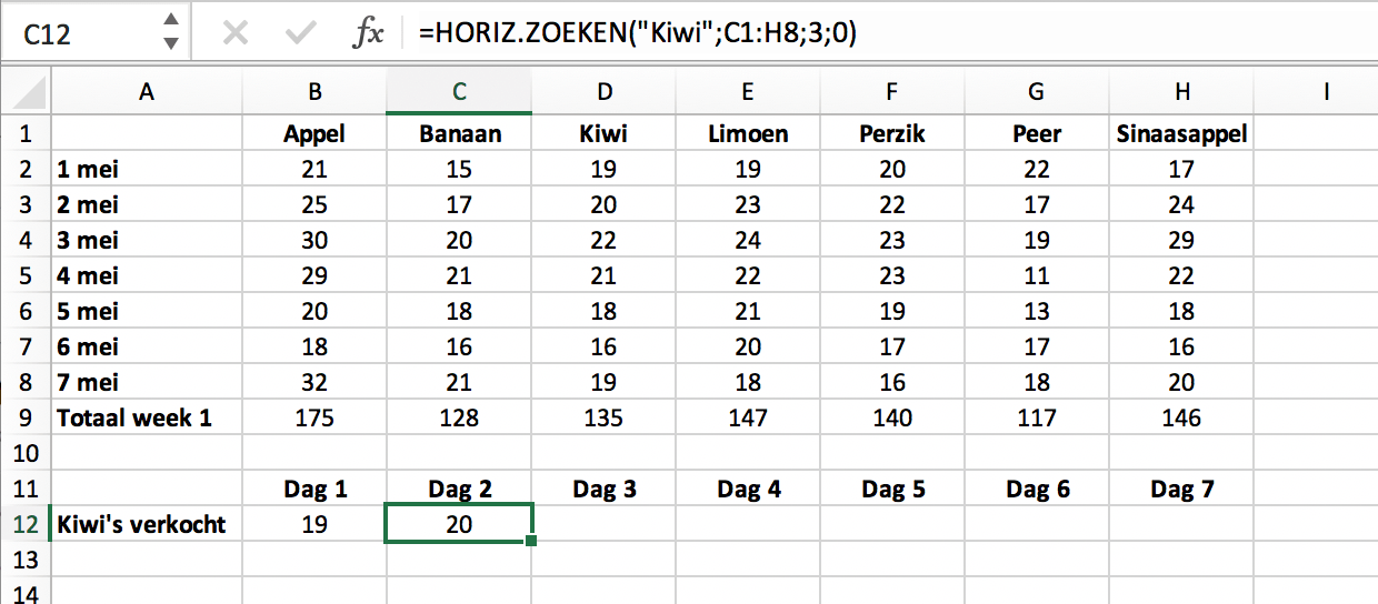 HORIZ.ZOEKEN functie doorvoeren // PerfectXL Academy