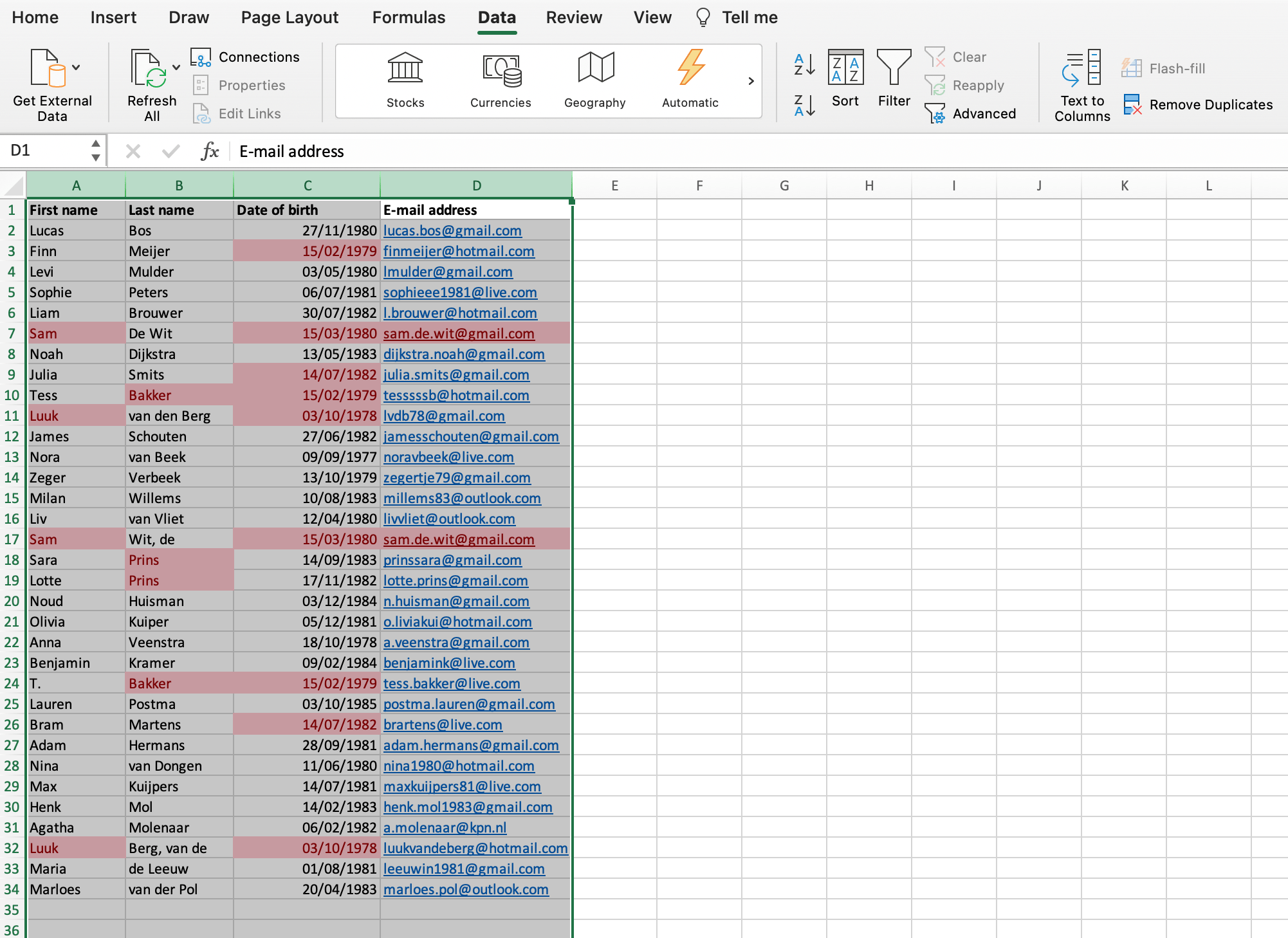 Deduplication in Excel based on e-mail address // PerfectXL Academy