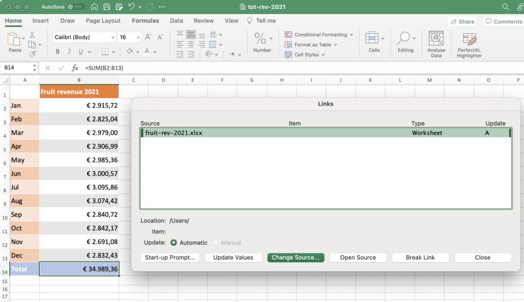 List of external sources that your workbook is linking to in Excel // PerfectXL Academy