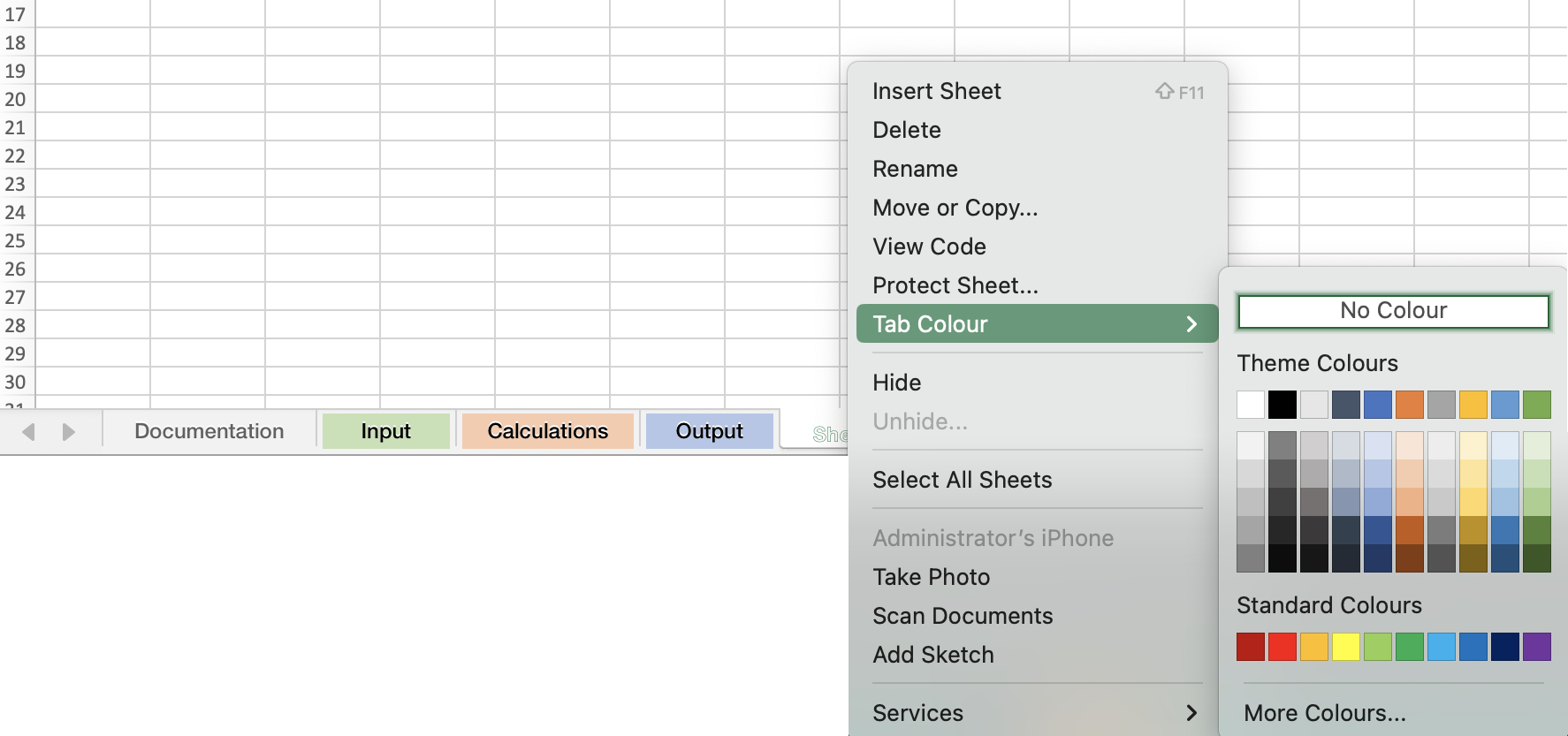 Tab colors // Spreadsheet documentation // PerfectXL Academy