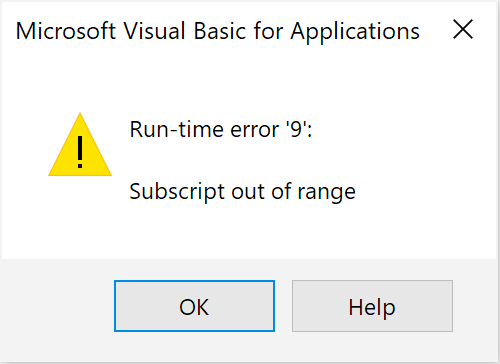 VBA errors // Run-time error '9 : Subscript out of range // PerfectXL Academy