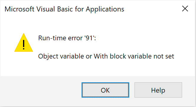 VBA errors // Run-time error '91 : Object variable or With block variable not set // PerfectXL Academy