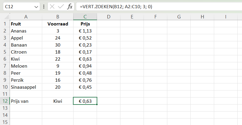 Resultaat exacte match VLOOKUP functie // PerfectXL Academy