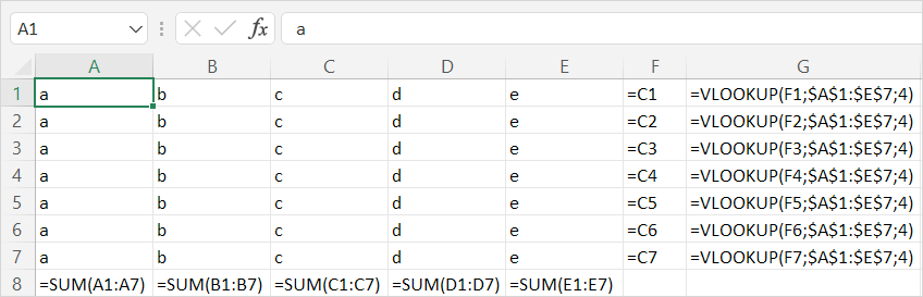 Table with VLOOKUP function before columns and rows // Structure changes: columns and rows // PerfectXL Academy