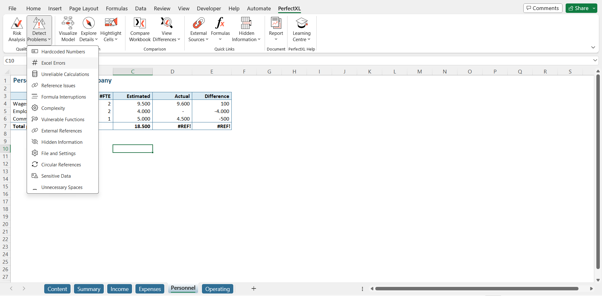 Detect Excel errors with the PerfectXL add-in // PerfectXL