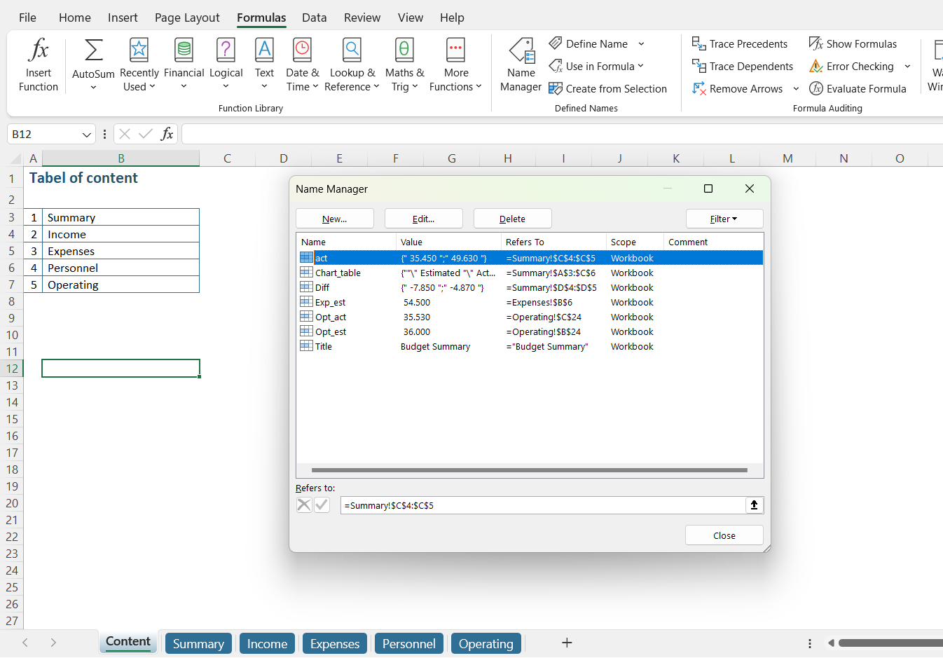 Overview names in Excel name manager // PerfectXL