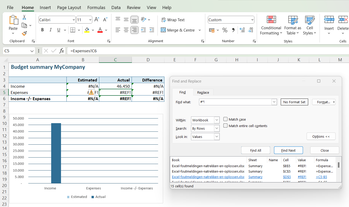 Select next Excel error when searching manually // PerfectXL