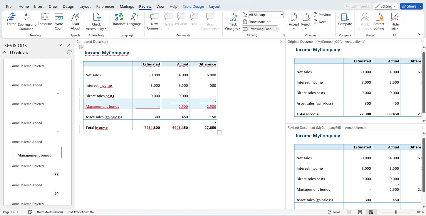 Compare two Excel files in Microsoft Word // PerfectXL