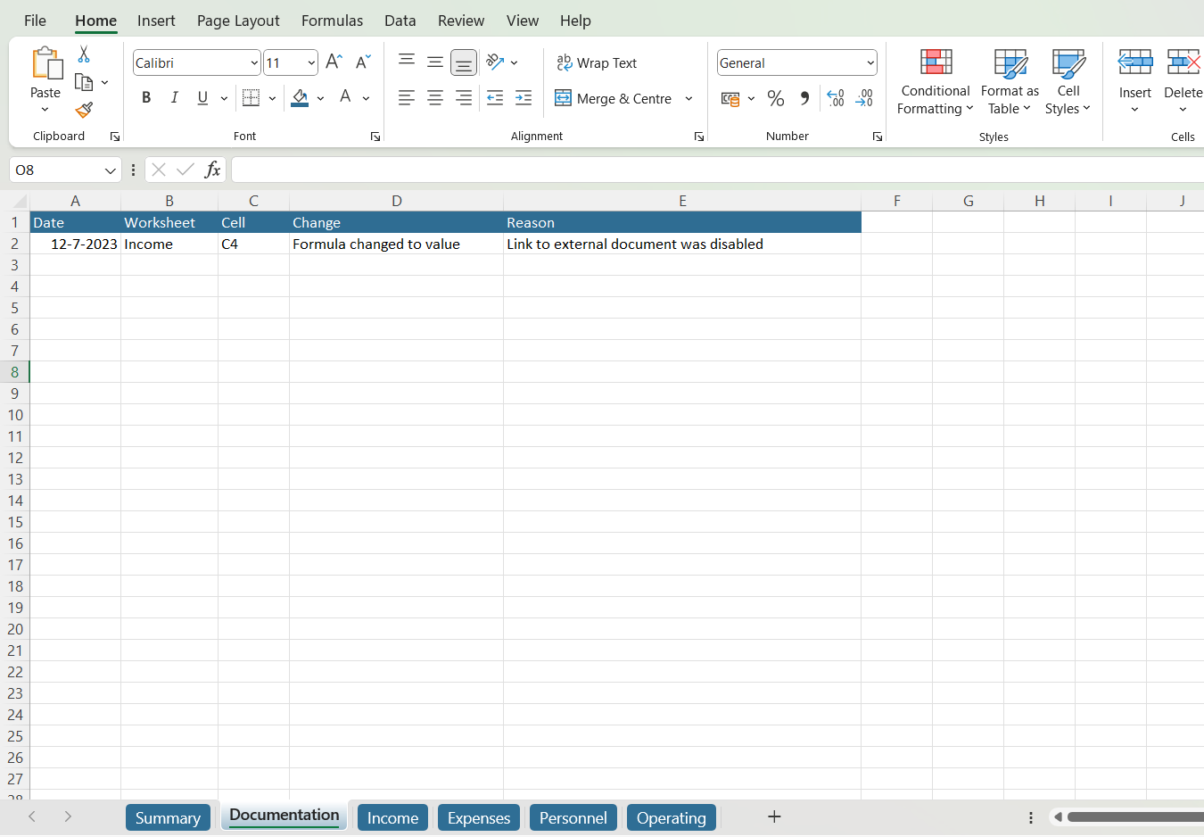 Insert worksheet for documentation // PerfectXL