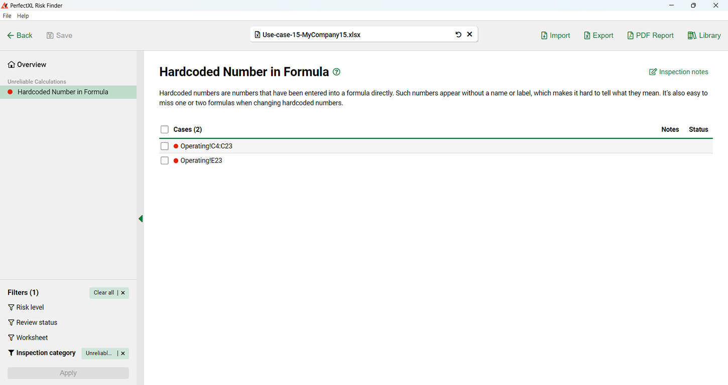 Hardcoded Number in Formula overview // PerfectXL