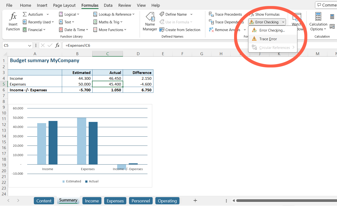 Standard Excel Error Check doesn't show circular references anymore // PerfectXL