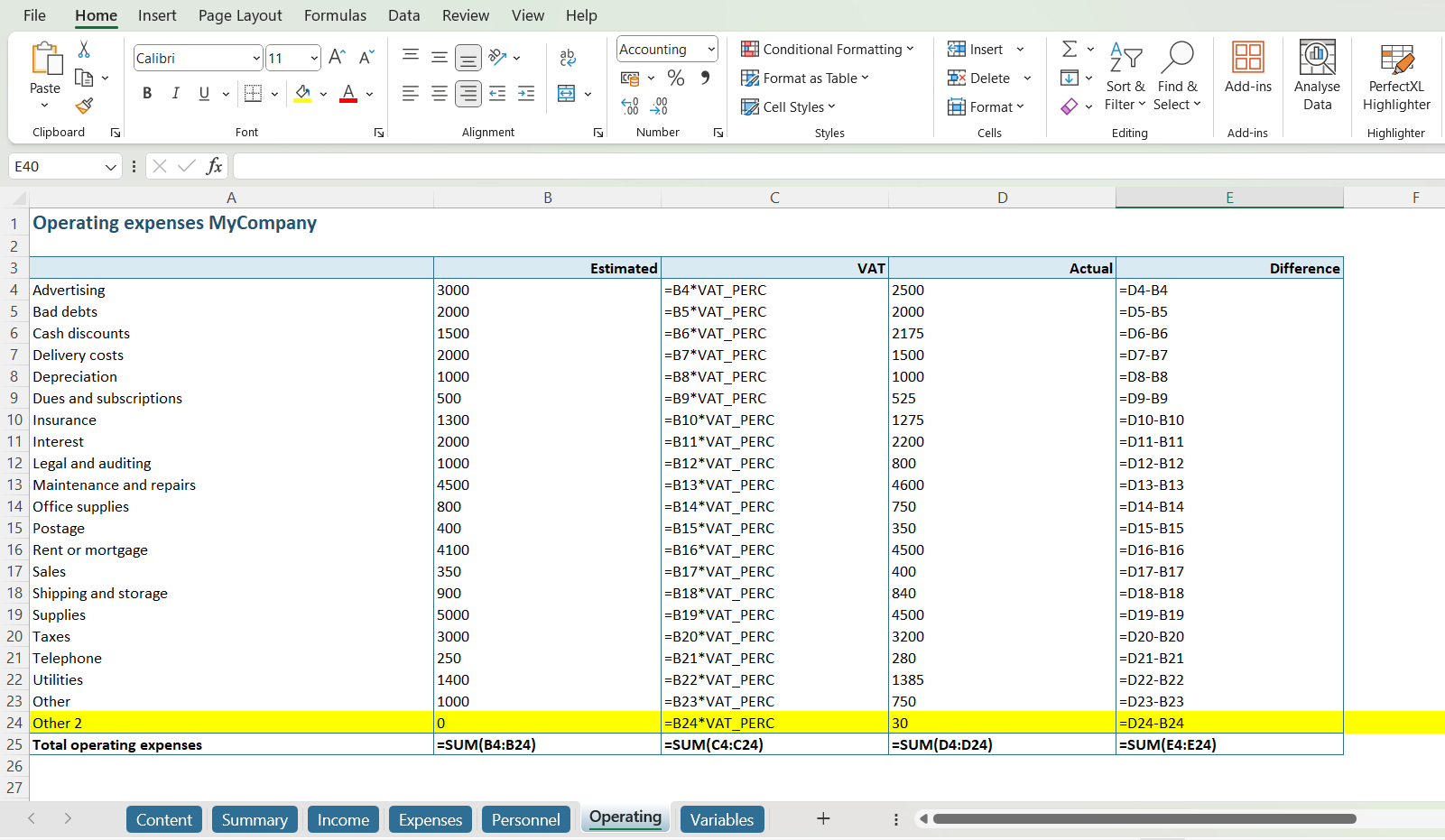 Vast getal in Excel model transparant maken // PerfectXL